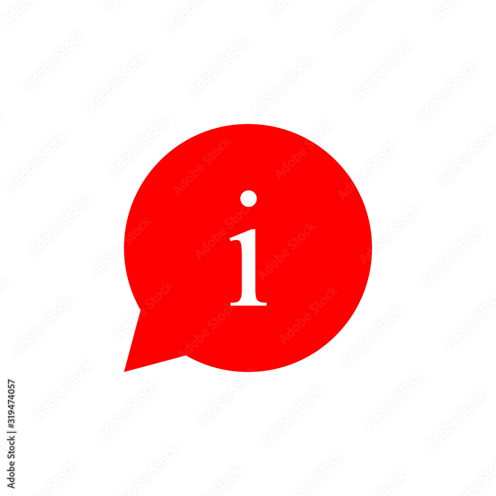 Information bubble speech vector icon, flat info help sign mark isolated on white Information bubble speech vector icon, flat info help sign mark isolated on white