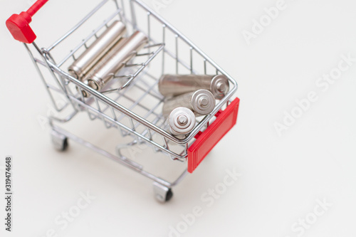 AA alkaline batteries in a shopping cart