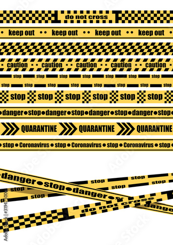 A set of fencing tapes, fencing the quarantine area, the danger zone.