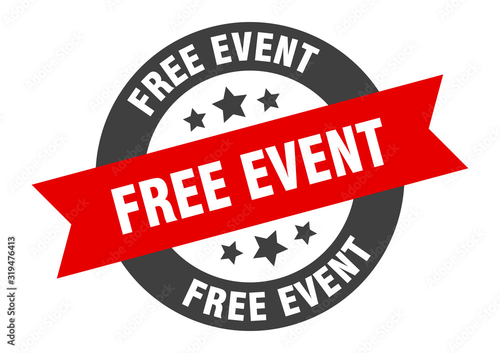 Fototapeta premium free event sign. free event round ribbon sticker. free event tag