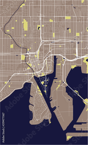 map of the city of Tampa, Florida, USA