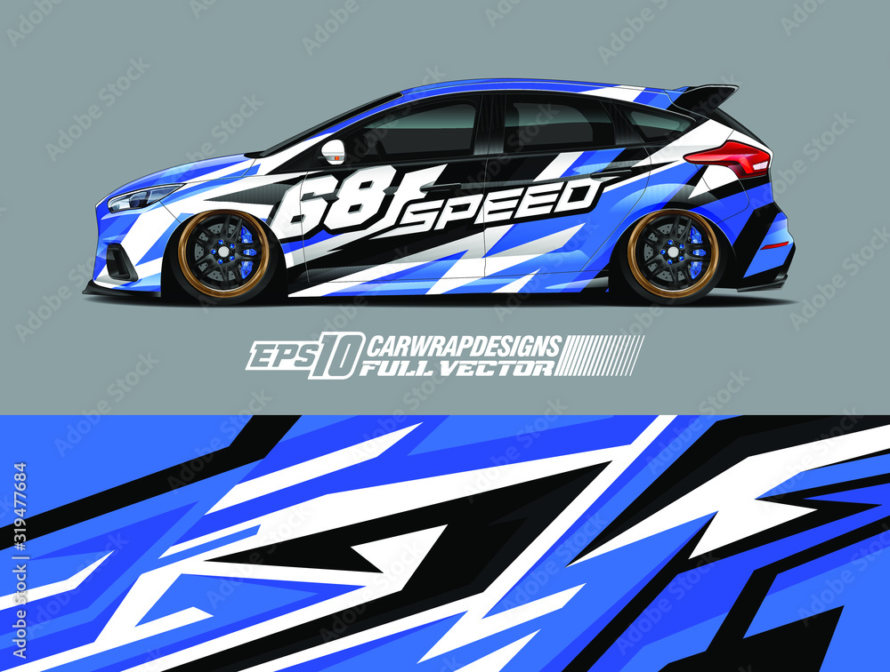 Car wrap decal graphic design. Abstract stripe racing background designs for wrap cargo van, race car, pickup truck, adventure vehicle. Full vector Eps 10 Car wrap decal graphic design. Abstract stripe racing background designs for wrap cargo van, race car, pickup truck, adventure vehicle. Full vector Eps 10
