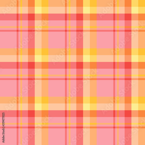 Seamless pattern in excellent pink, red, orange and yellow colors for plaid, fabric, textile, clothes, tablecloth and other things. Vector image.
