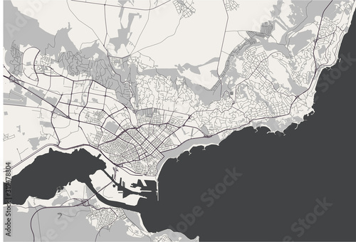 Canvas-taulu map of the city of Varna, Bulgaria
