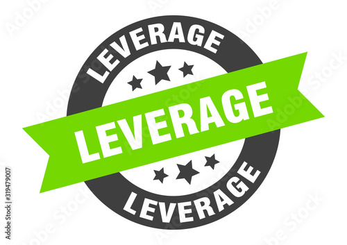 leverage sign. leverage round ribbon sticker. leverage tag