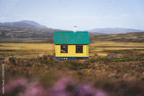 Colorful Icelandic house in the middle of nowhere