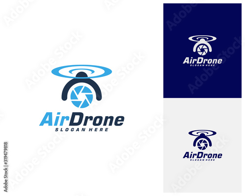 Drone logo design template. Photography drone icon vector. Creative design. Illustration
