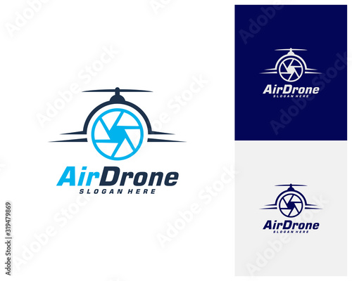 Drone logo design template. Photography drone icon vector. Creative design. Illustration