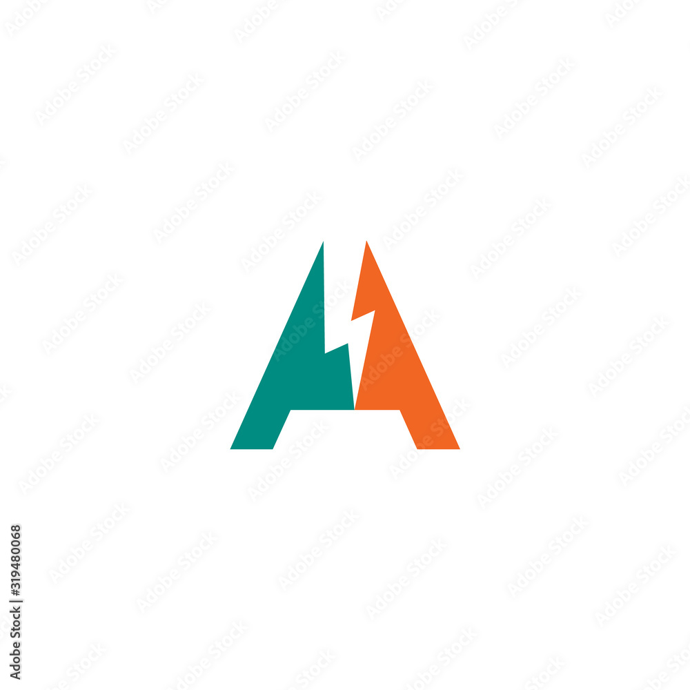 A letter logo design with lighting thunder bolt vector image A letter logo design with lighting thunder bolt vector image