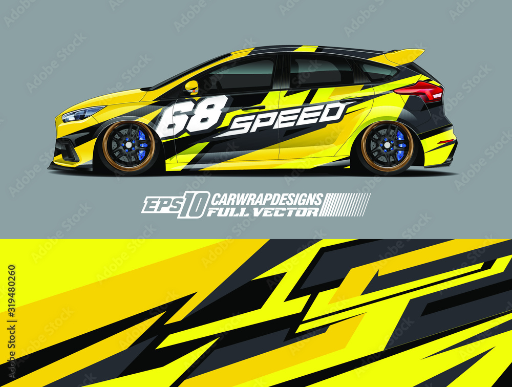 Car wrap decal graphic design. Abstract stripe racing background designs for wrap cargo van, race car, pickup truck, adventure vehicle. Full vector Eps 10 Car wrap decal graphic design. Abstract stripe racing background designs for wrap cargo van, race car, pickup truck, adventure vehicle. Full vector Eps 10
