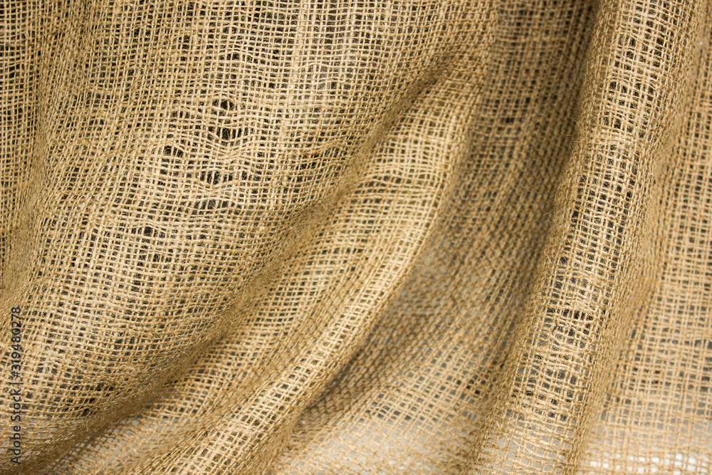 Fototapeta premium curtain folds textile material background brown and yellow color interior environment