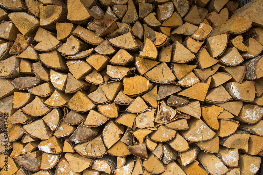 Stacks of Firewood. Preparation of firewood for the winter. Stacks of Firewood. Preparation of firewood for the winter.
