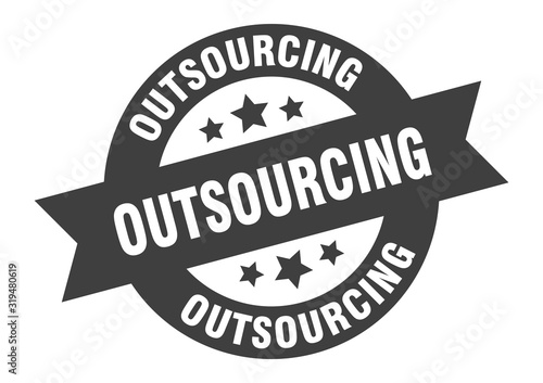 outsourcing sign. outsourcing round ribbon sticker. outsourcing tag