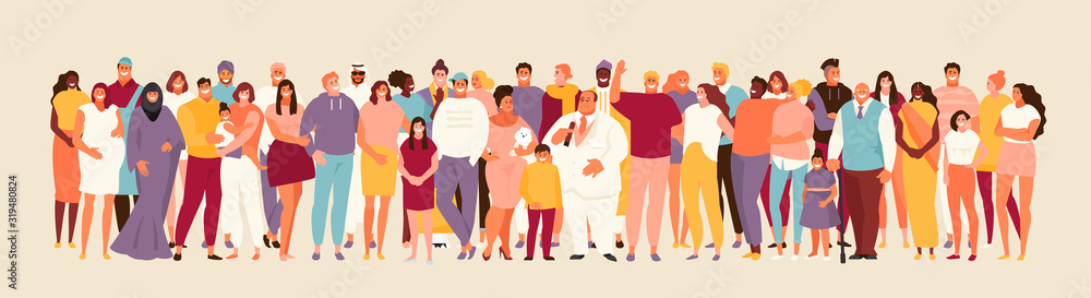 Multicultural and multiracial society vector