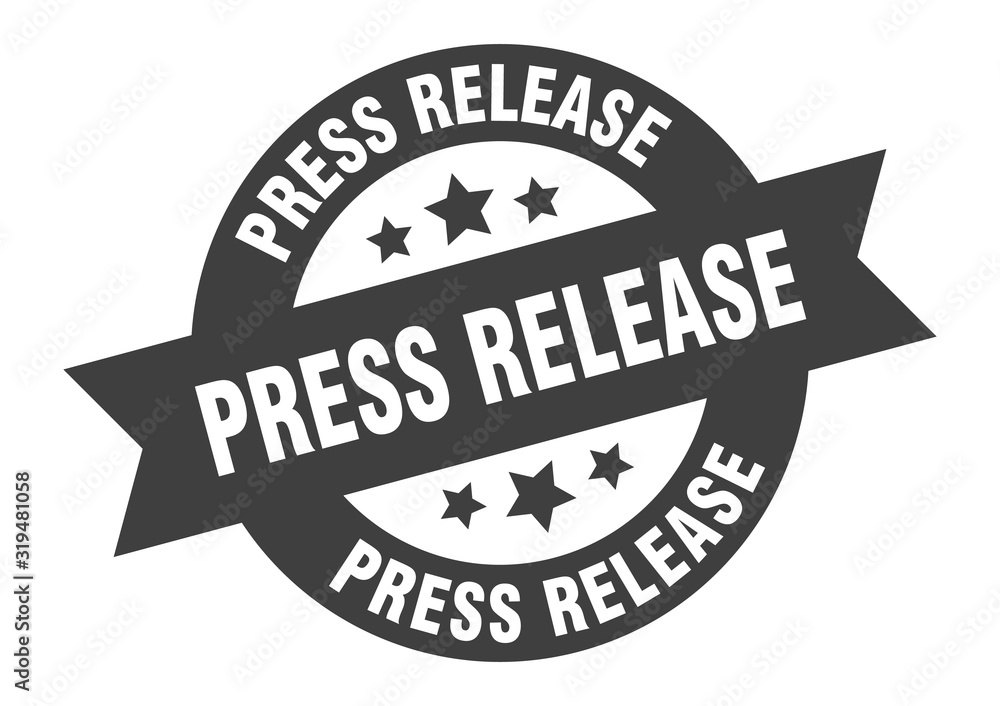 press release sign. press release round ribbon sticker. press release tag