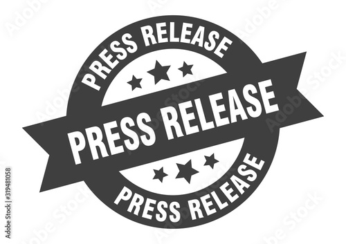 press release sign. press release round ribbon sticker. press release tag