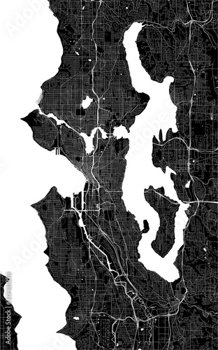 map of the city of Seattle, Washington, USA