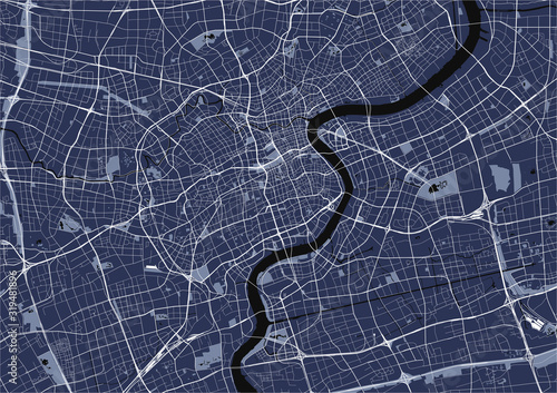 Obraz na plátně map of the city of Shanghai, China