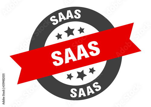 saas sign. saas round ribbon sticker. saas tag