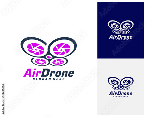 Drone logo design template. Photography drone icon vector. Creative design. Illustration