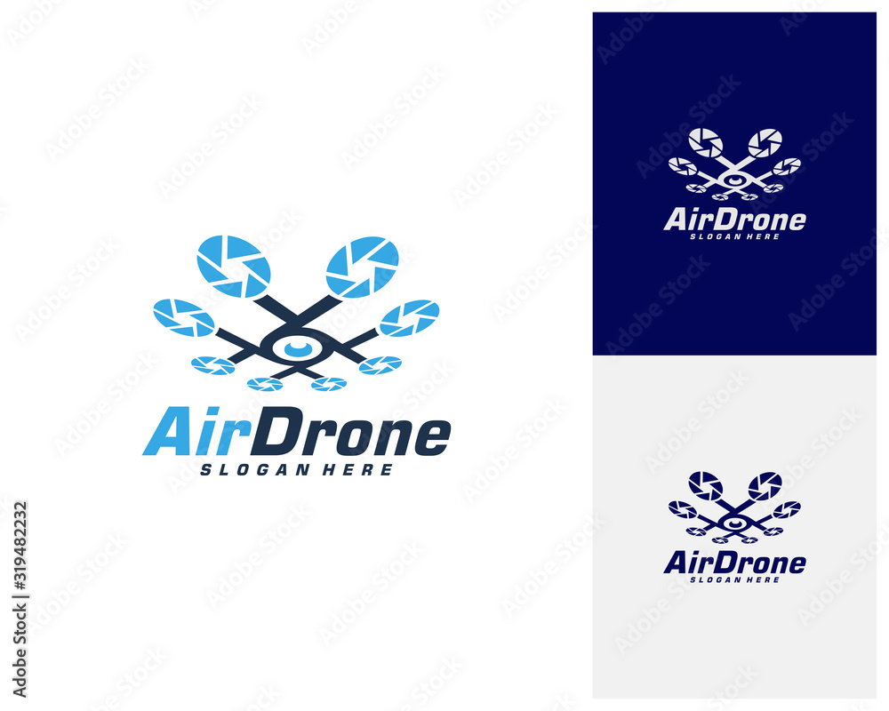 Drone logo design template. Photography drone icon vector. Creative design. Illustration Drone logo design template. Photography drone icon vector. Creative design. Illustration