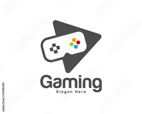 Game logo template vector. Joystick design Icon. Stylized joystick buttons. Creative design. Illustration