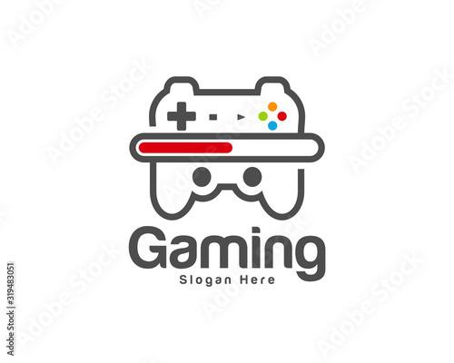 Game logo template vector. Joystick design Icon. Stylized joystick buttons. Creative design. Illustration