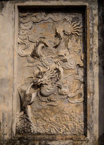 Decorative elements on the Temple of Literature (Vietnamese: Van Mieu) in Hanoi, Vietnam