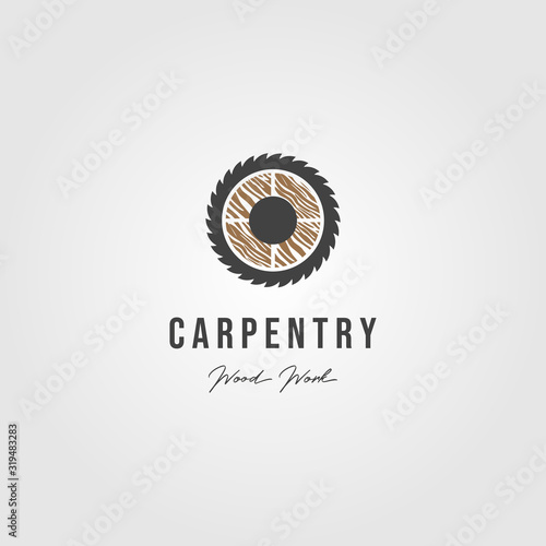 wood grinding carpentry logo vector icon illustration