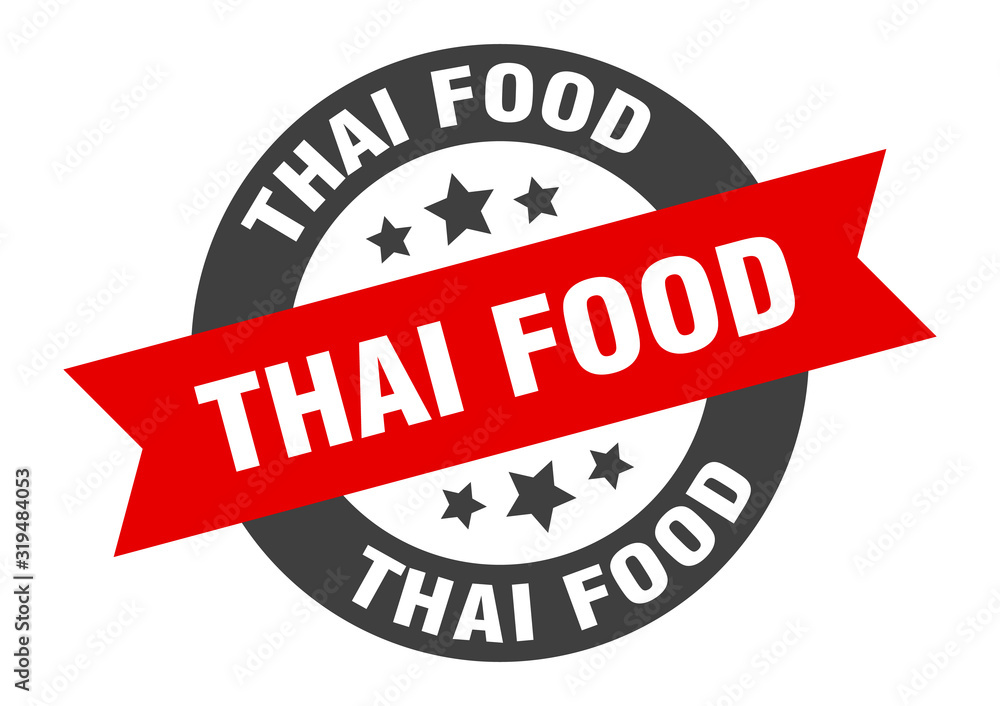 Obraz premium thai food sign. thai food round ribbon sticker. thai food tag