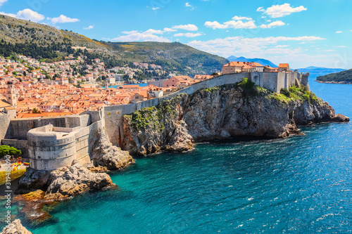 Amazing panorama taken from Fort Lovrijenac of Dubrovnic old town, Croatia photo