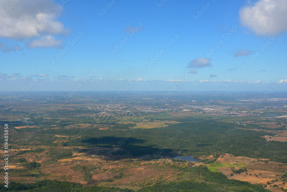 Naklejka premium view from the airplane window to Aracaju,SE, Brazil