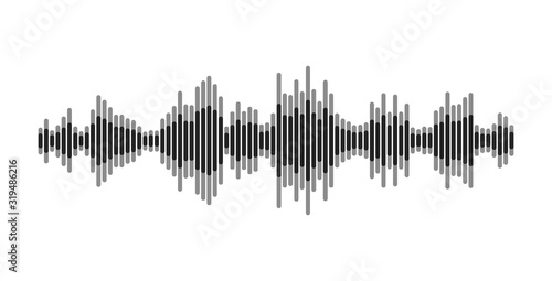 Black and white equalizer. Modern sound wave element, isolated on white background