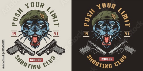Shooting club colorful vintage print