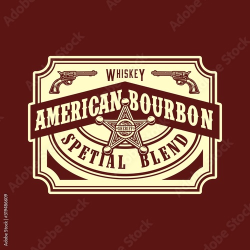 American bourbon wild west style label