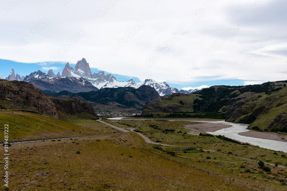 Scenic views of El Chalten and Mount Fitz Roy. El Chalten, Patagonia, Argentina