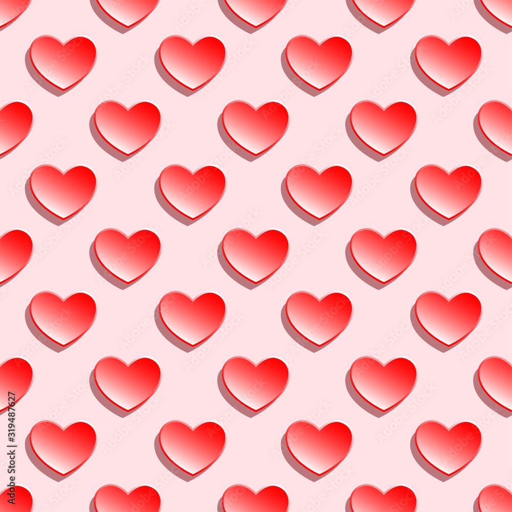 Seamless vector pattern with red hearts on pink background. Heart background for valentine\'s day Seamless vector pattern with red hearts on pink background. Heart background for valentine\'s day
