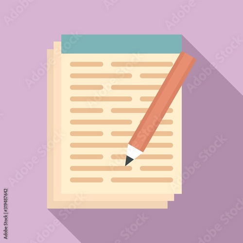 Pen paper notebook icon. Flat illustration of pen paper notebook vector icon for web design
