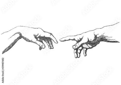 Billede på lærred The Creation of Adam, vector hands