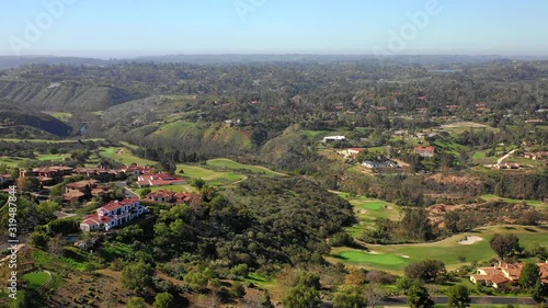 Drone footage over a golf course in Rancho Santa Fe California. San Diego, Ca.  photo