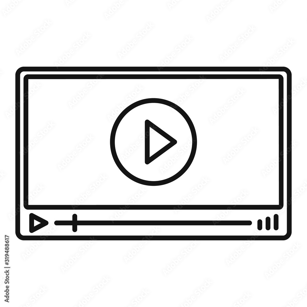 Video player icon. Outline video player vector icon for web design isolated on white background Video player icon. Outline video player vector icon for web design isolated on white background