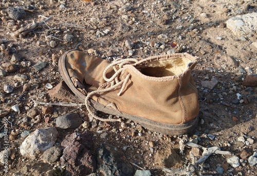 The shoe on the desert