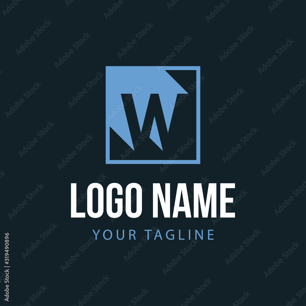 W initial letter long shadow logo W initial letter long shadow logo