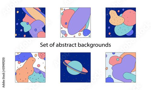 Set of abstract memphis backgrounds. Modern style. Vector