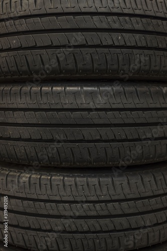 Black background texture. Black tires rubber. Pattern. Car concept. © Alex
