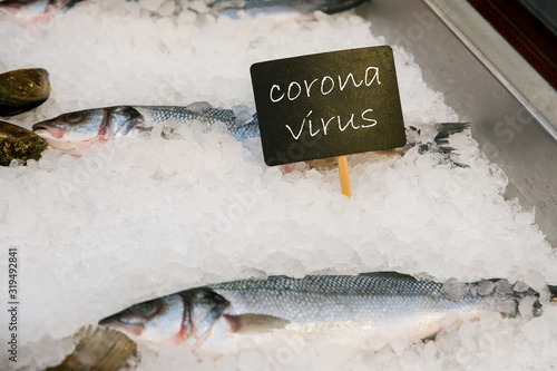 The origin of the coronavirus may be from fish. Wuhan seafood market pneumonia virus photo