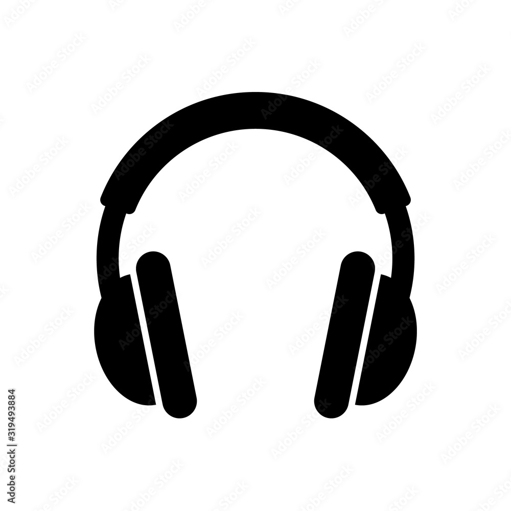 Headphones icon, logo isolated on white background. Earphones icon Headphones icon, logo isolated on white background. Earphones icon