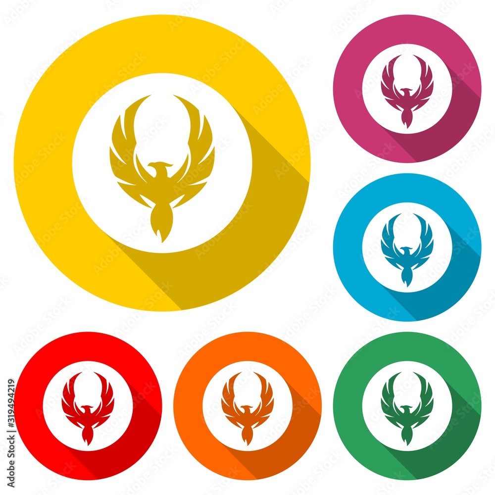 Phoenix logo concept icon with long shadow Phoenix logo concept icon with long shadow