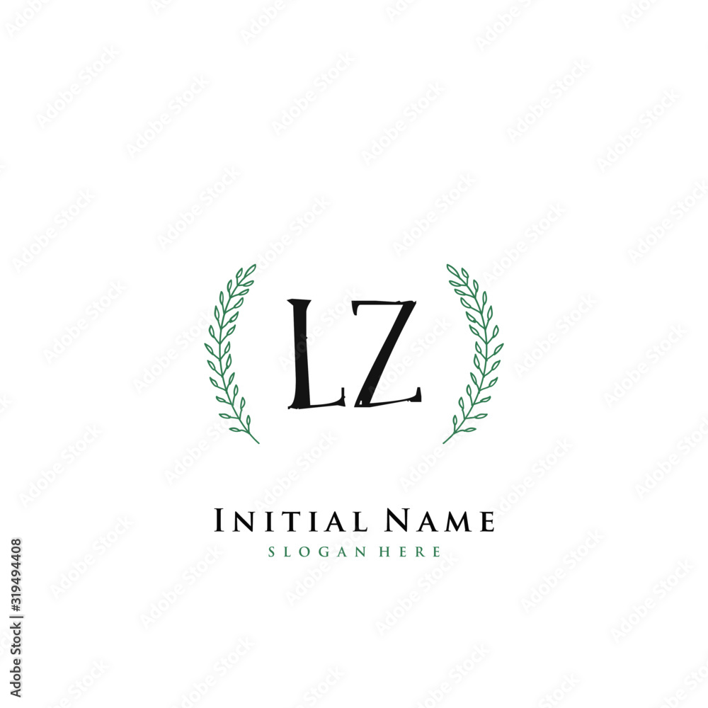 LZ Initial handwriting logo vector