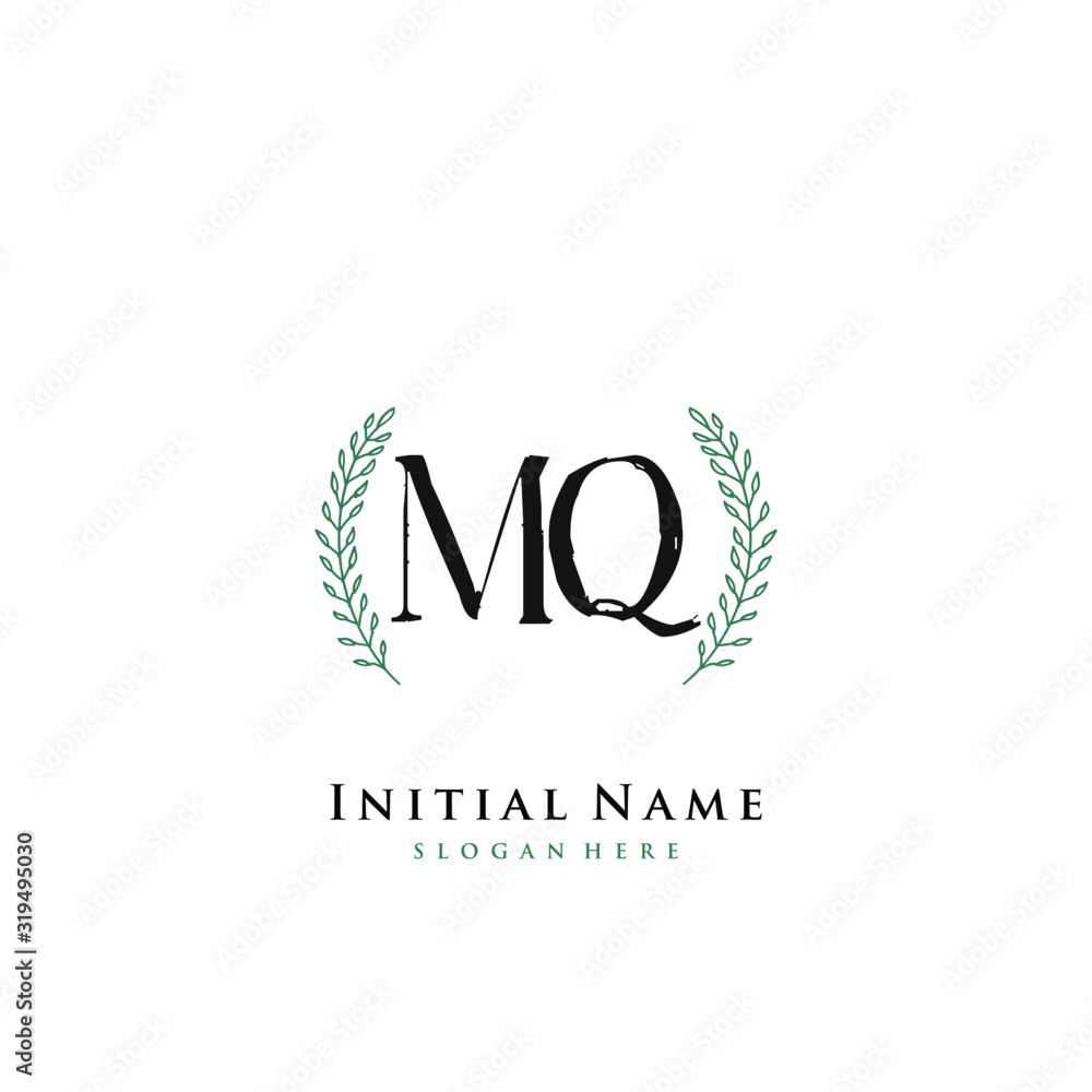MQ Initial handwriting logo vector MQ Initial handwriting logo vector